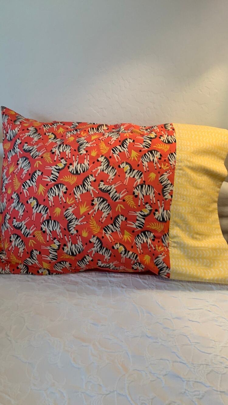 Handmade Zebra Pillowcase Set, Quilting Cotton with Yellow Band